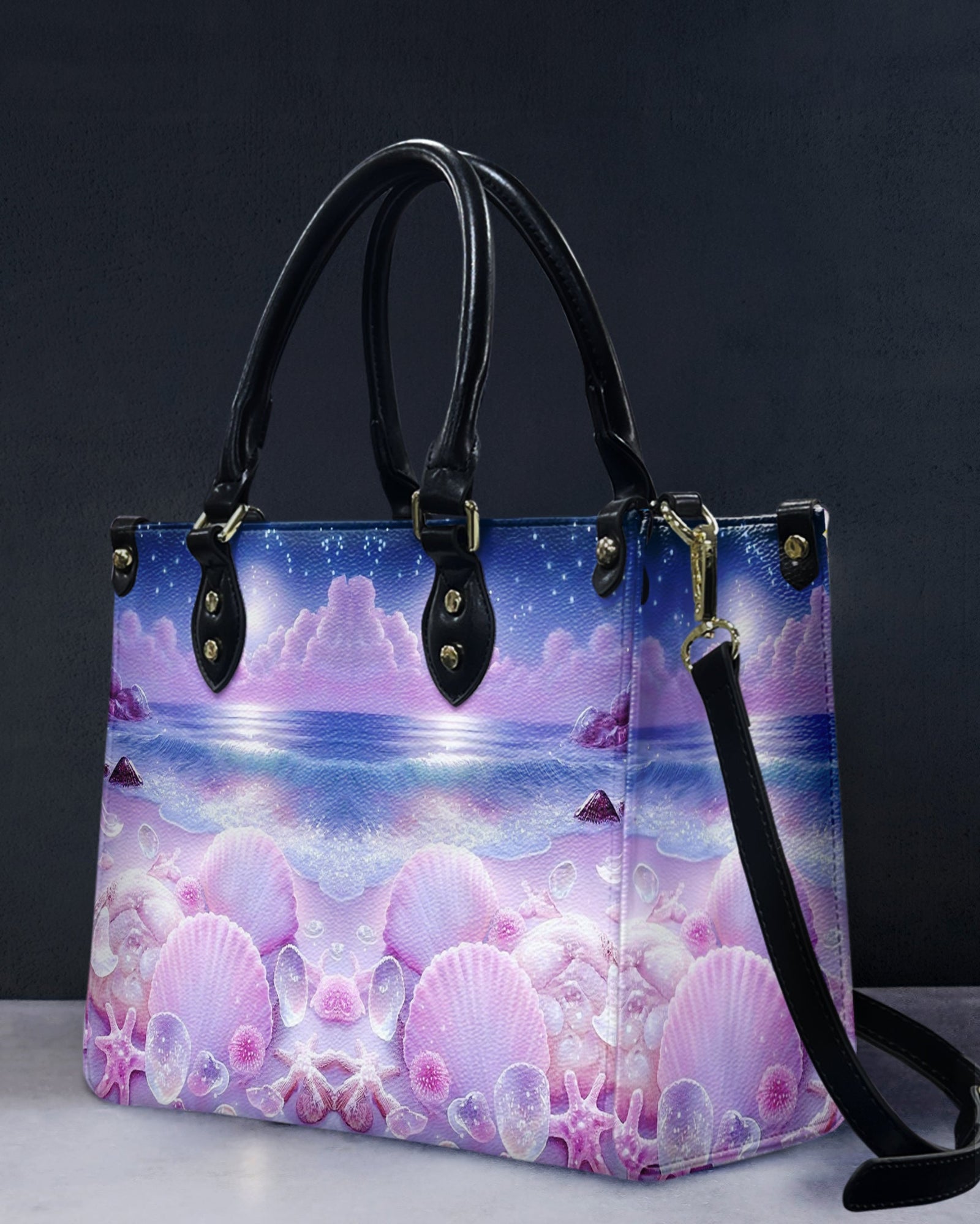 BLISSCORNERS PINK SEASHELLS LEATHER HANDBAG