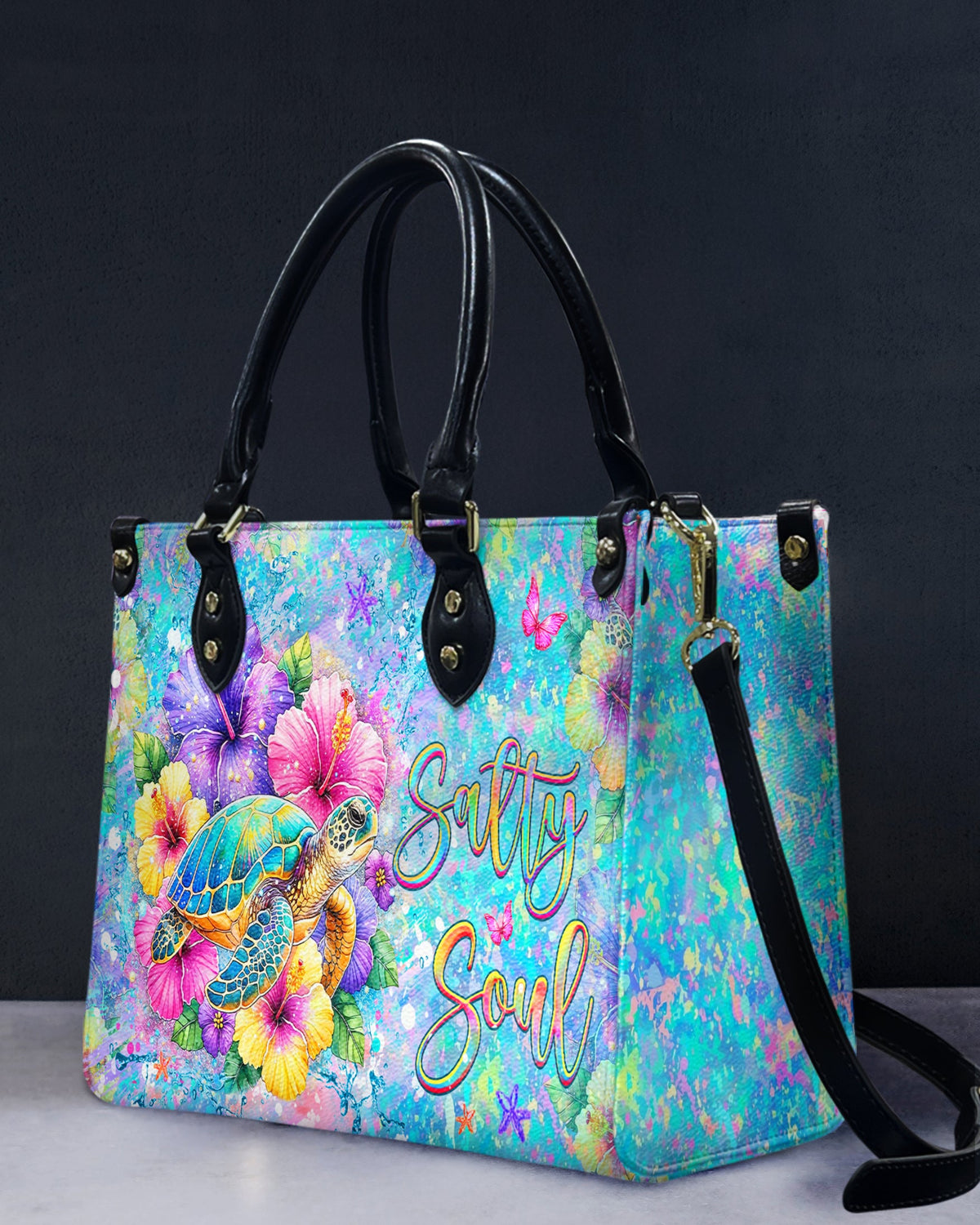 BLISSCORNERS SALTY SOUL TURTLE LEATHER HANDBAG