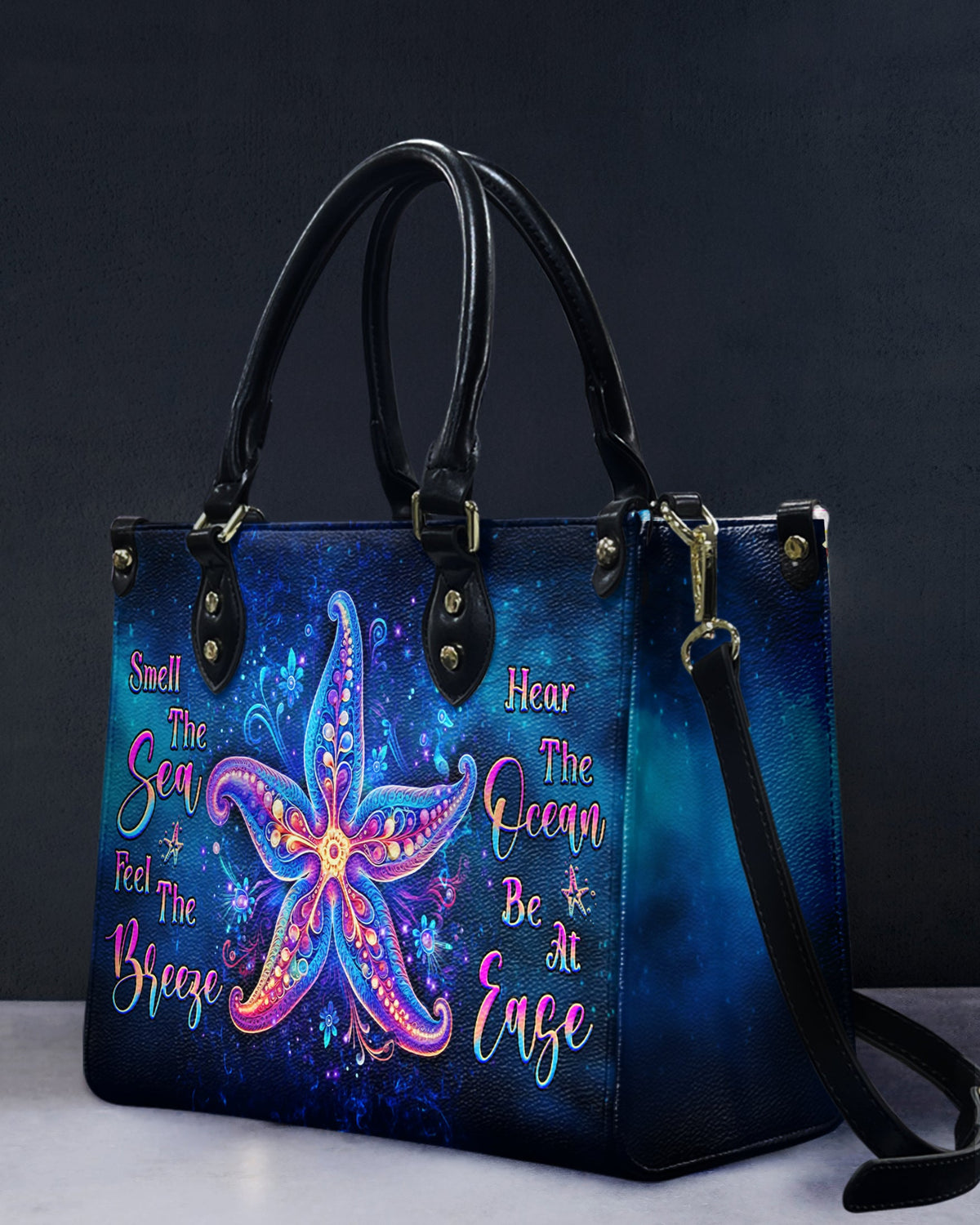 BLISSCORNERS SMELL THE SEA FEEL THE BREEZE LEATHER HANDBAG
