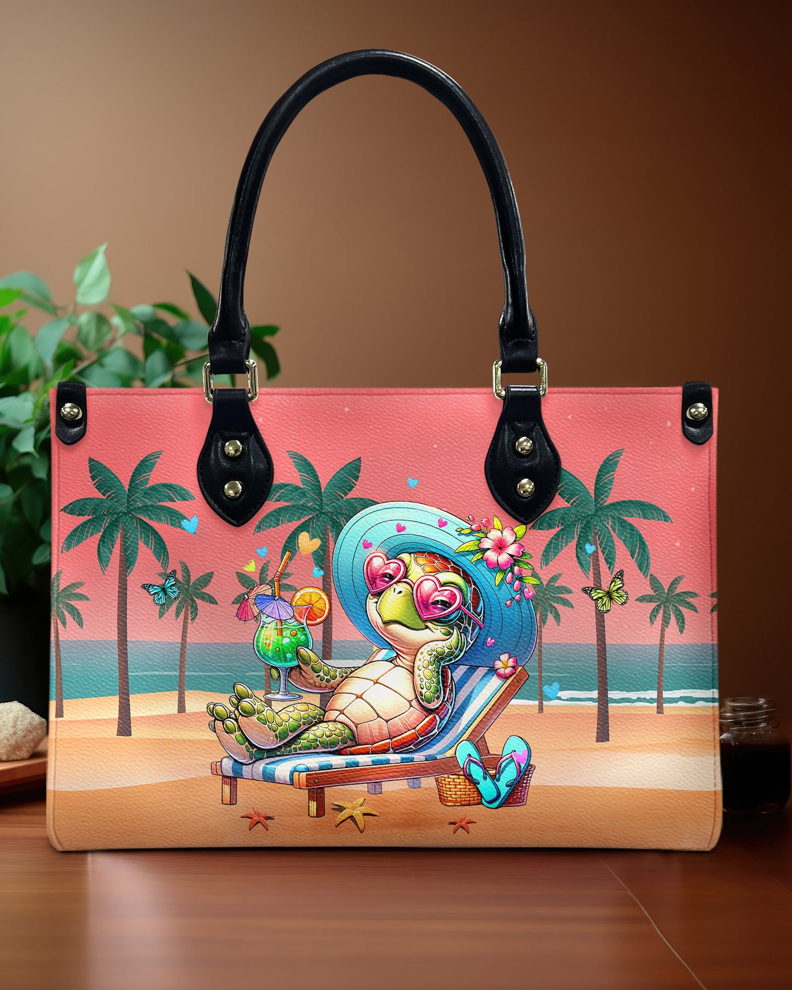 BLISSCORNERS BEACH TURTLE LEATHER HANDBAG