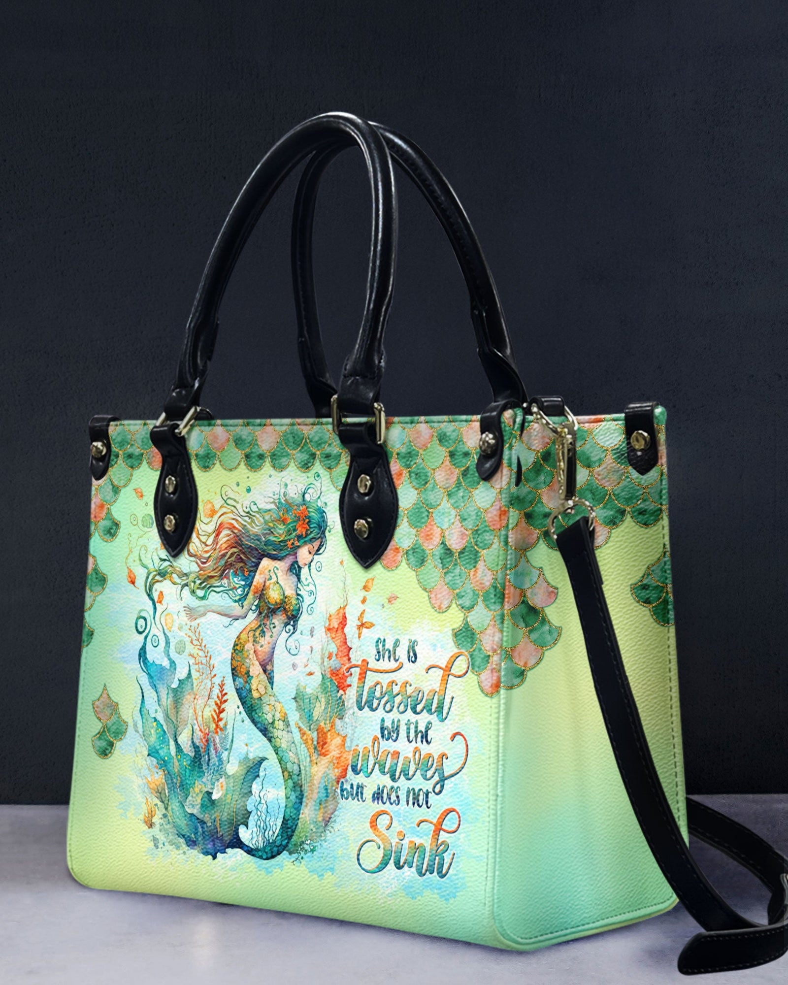 BLISSCORNERS SHE IS TOSSED BY THE WAVES MERMAID LEATHER HANDBAG