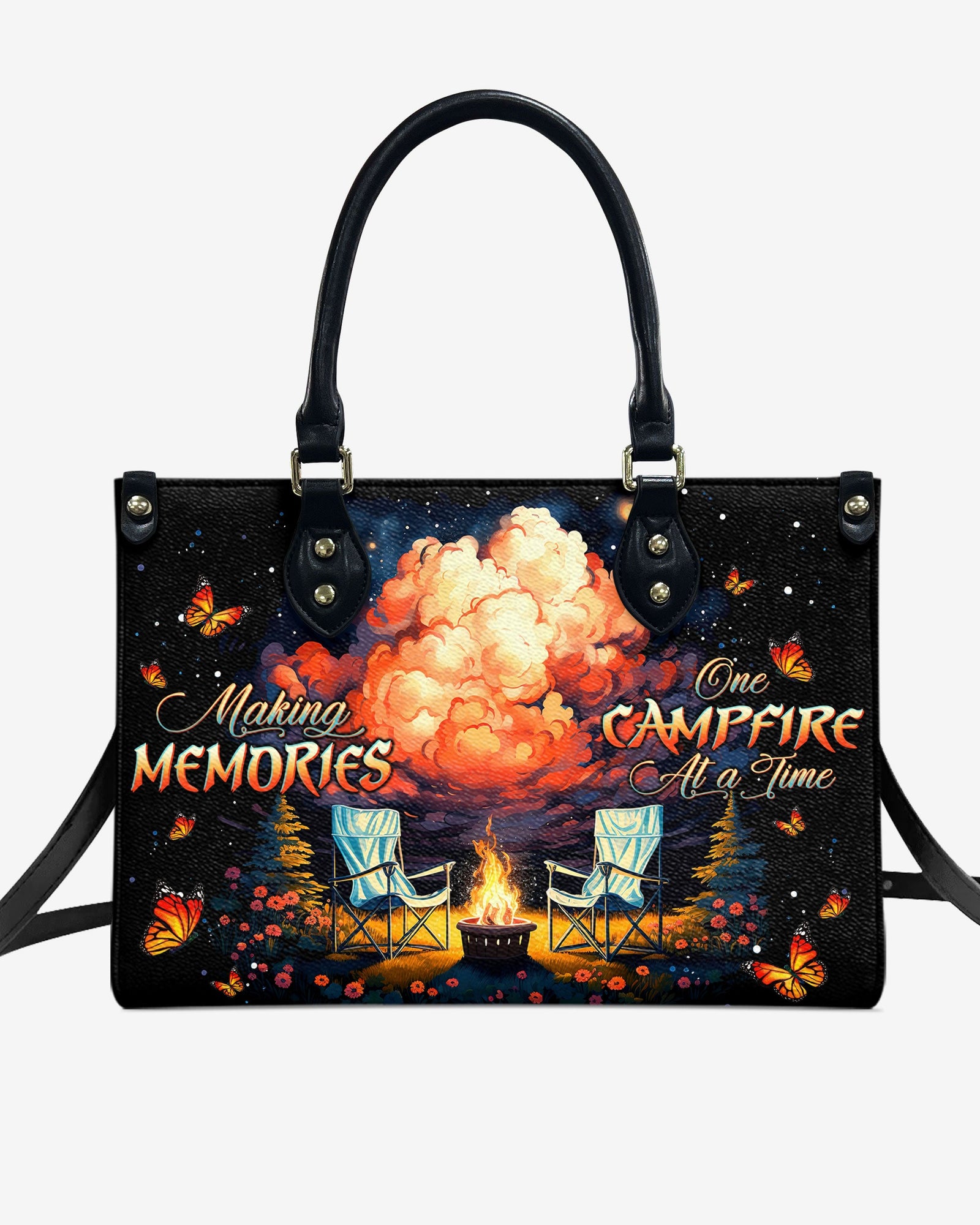 BLISSCORNERS MAKING MEMORIES ONE CAMPFIRE AT A TIME LEATHER HANDBAG