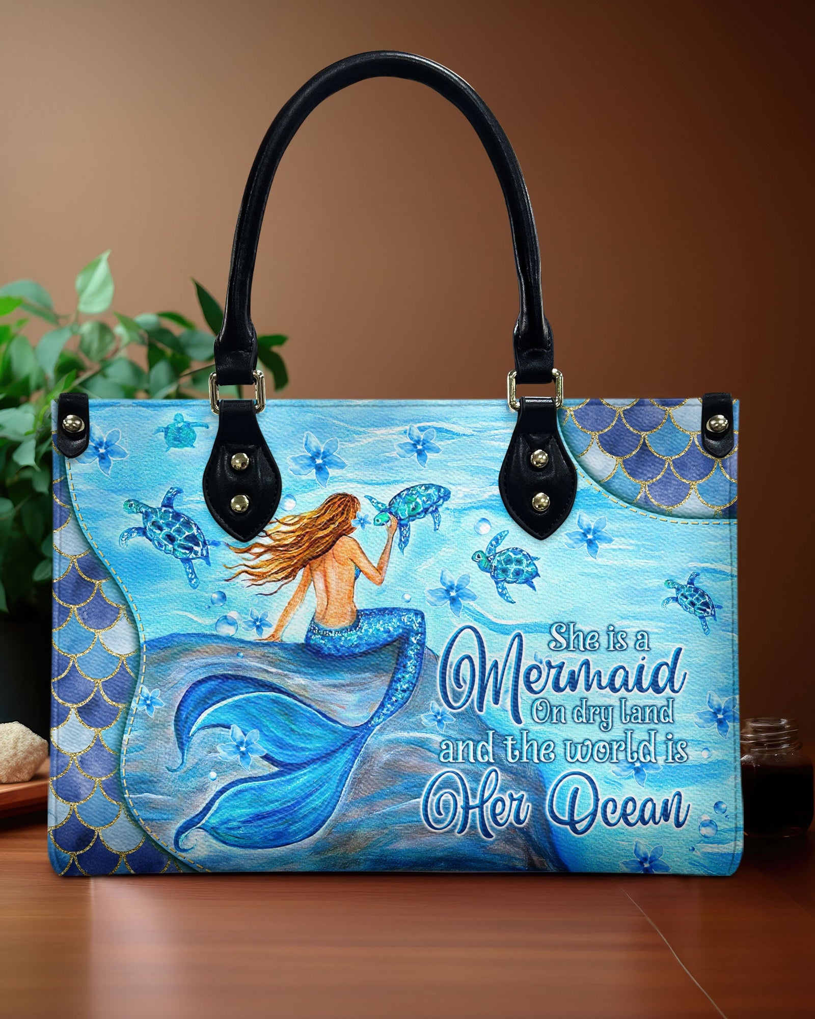 BLISSCORNERS SHE IS A MERMAID LEATHER HANDBAG