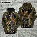 Blisscorners Camo Deer Hunting Custom Name Hunter Apparel With Grim Reaper Design 3D Hoodie All Over Printed Clothes
