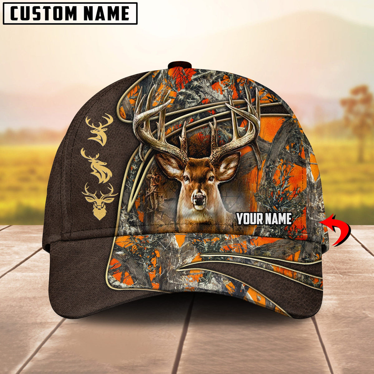 Blisscorners Wilderness Deer Hunting Camo Multicolor Personalized Name 3D Cap