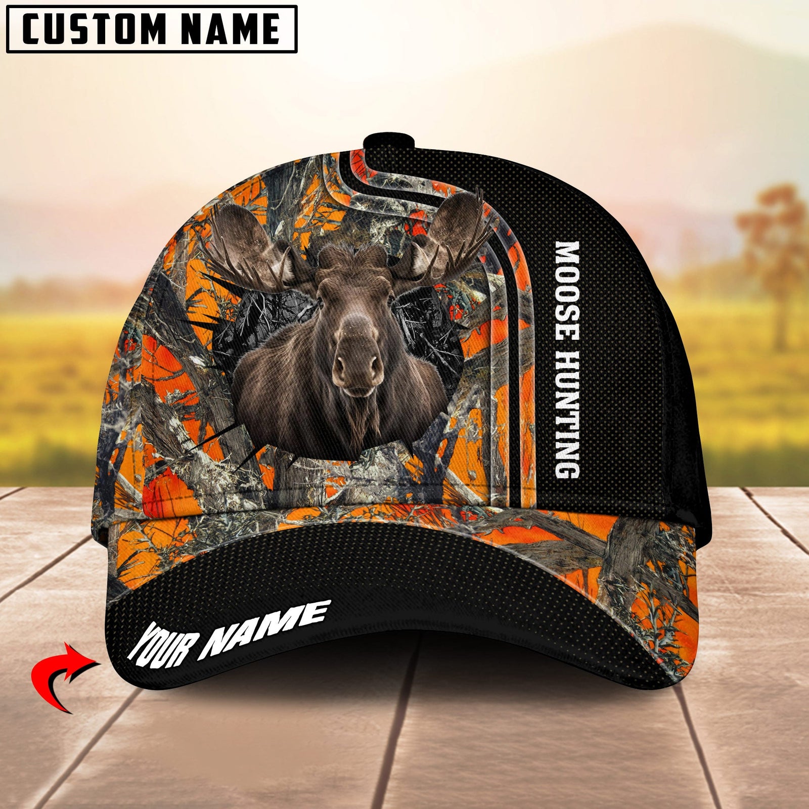 Blisscorners Camo Moose Hunting Pursuit Multicolor Personalized Name 3D Cap