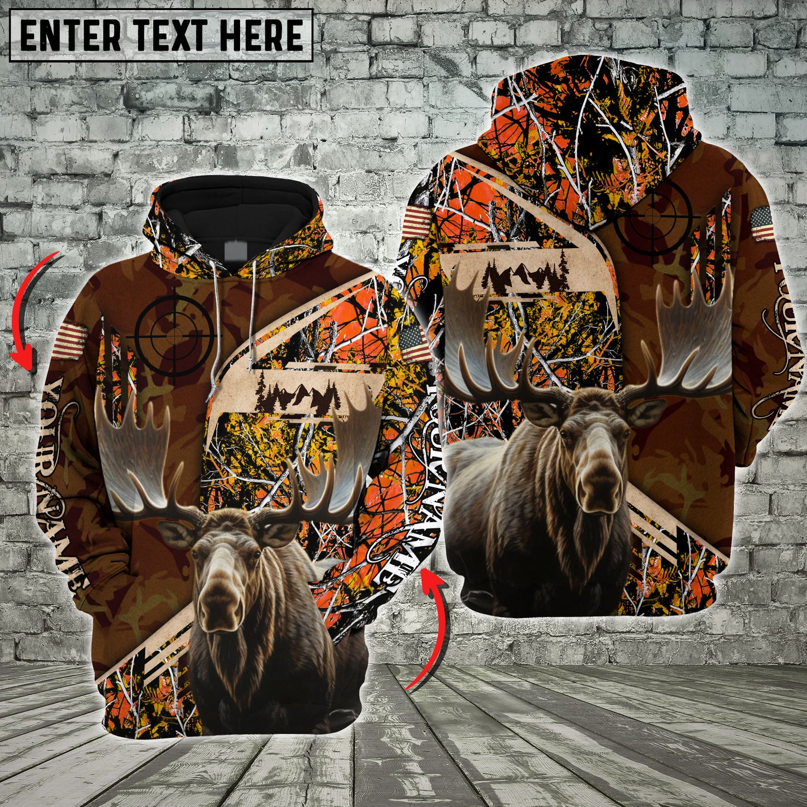 Blisscorners Wild Animal Camo Gear For Hunters Custom Name Shirt 3D All Over Printed Clothes (Moose, Deer, Boar, Turkey)