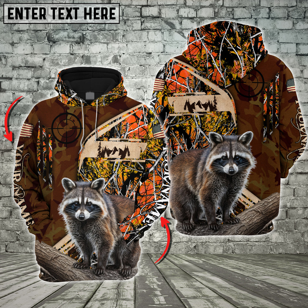 Blisscorners Wild Animal Camo Gear For Hunters Custom Name Shirt 3D All Over Printed Clothes (Racoon, Duck, Elk)