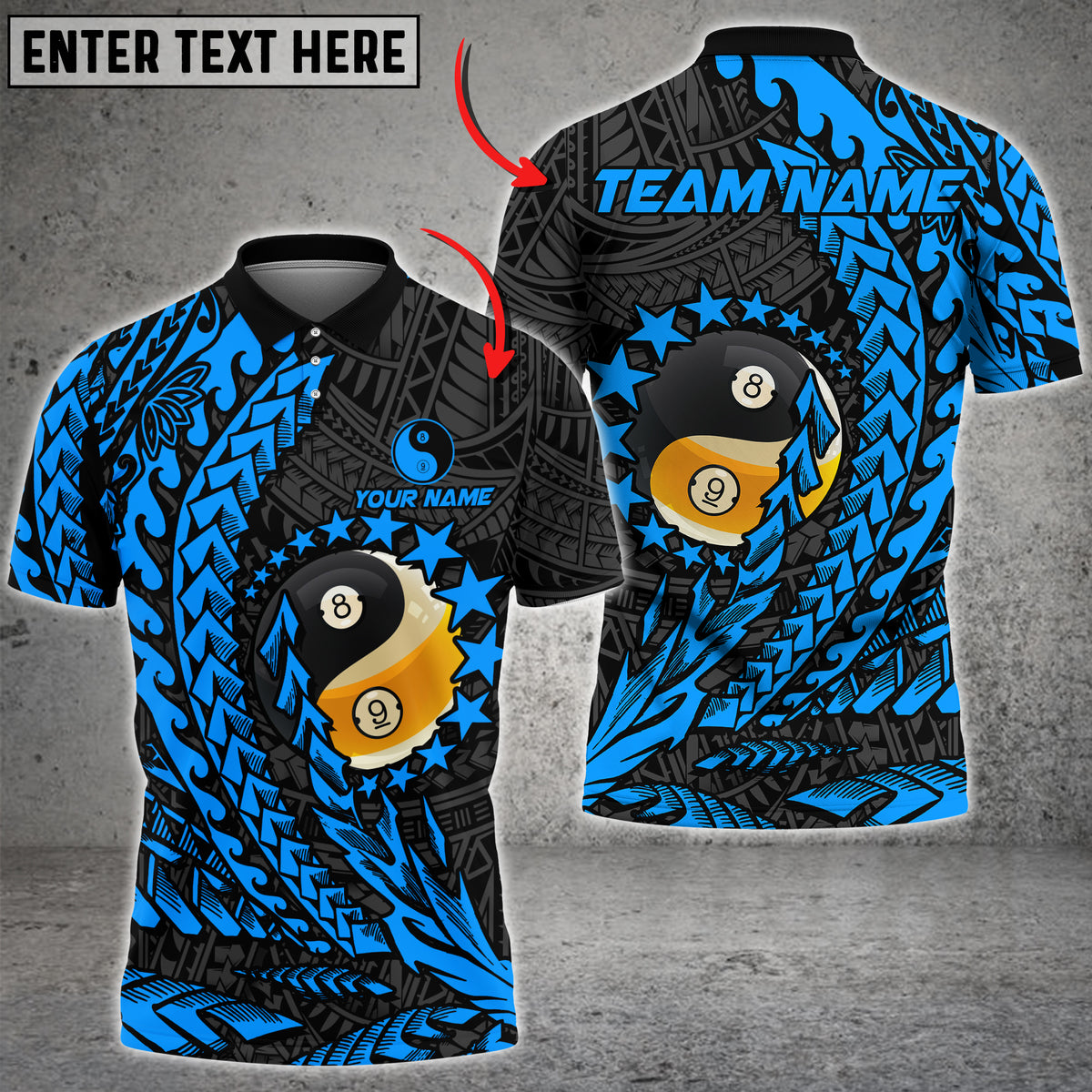 Blisscorners Billiards Yin And Yang Ball 8&9 Multicolor Customized Name, Team Name 3D Shirt