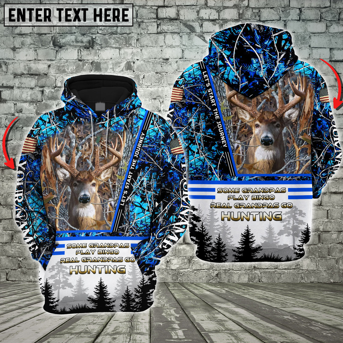 Blisscorners Deer Hunting Some Grandpas Play Bingo, Real Grandpas Go Hunting Custom Name 3D Hoodie All Over Printed Clothes