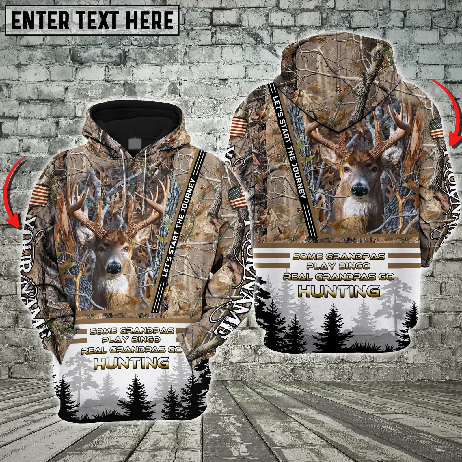 Blisscorners Deer Hunting Some Grandpas Play Bingo, Real Grandpas Go Hunting Custom Name 3D Hoodie All Over Printed Clothes