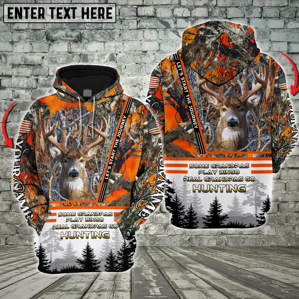 Blisscorners Deer Hunting Some Grandpas Play Bingo, Real Grandpas Go Hunting Custom Name 3D Hoodie All Over Printed Clothes