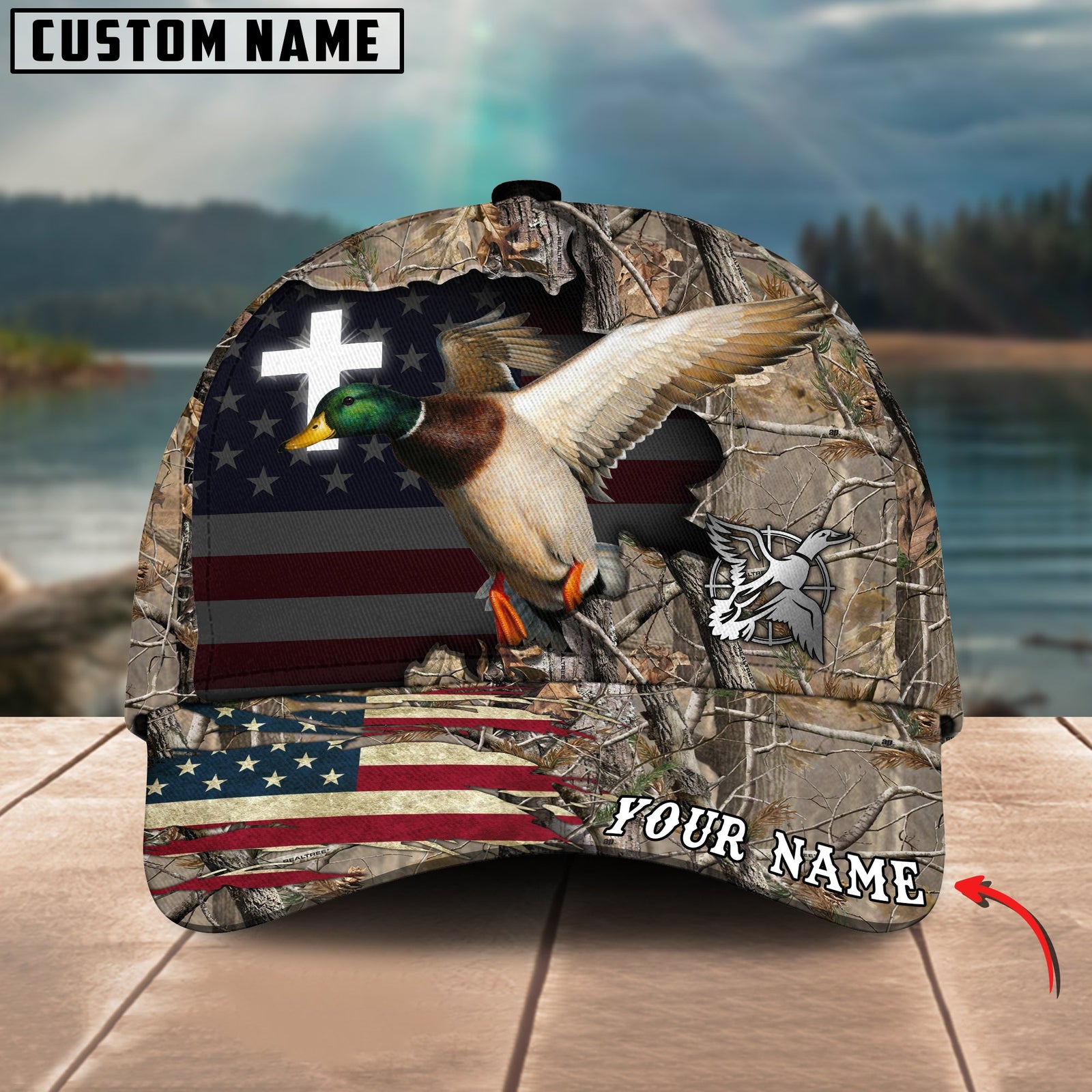 Blisscorners Cross America Hunting Duck Crack Camo Pattern Multicolor Option Personalized Cap