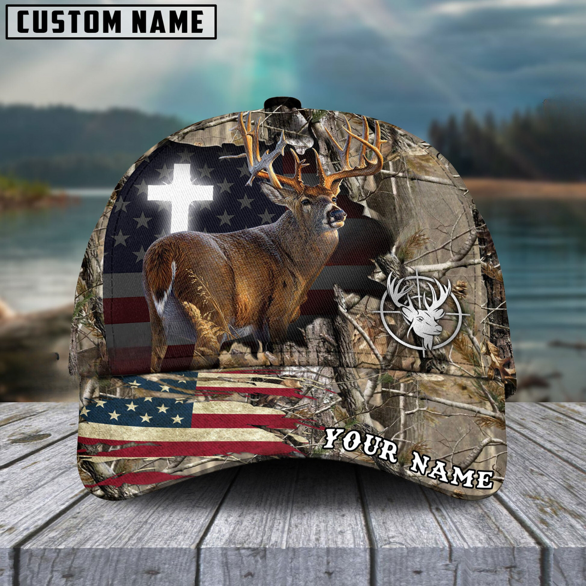Blisscorners Cross America Hunting Deer Crack Camo Pattern Multicolor Option Personalized Cap