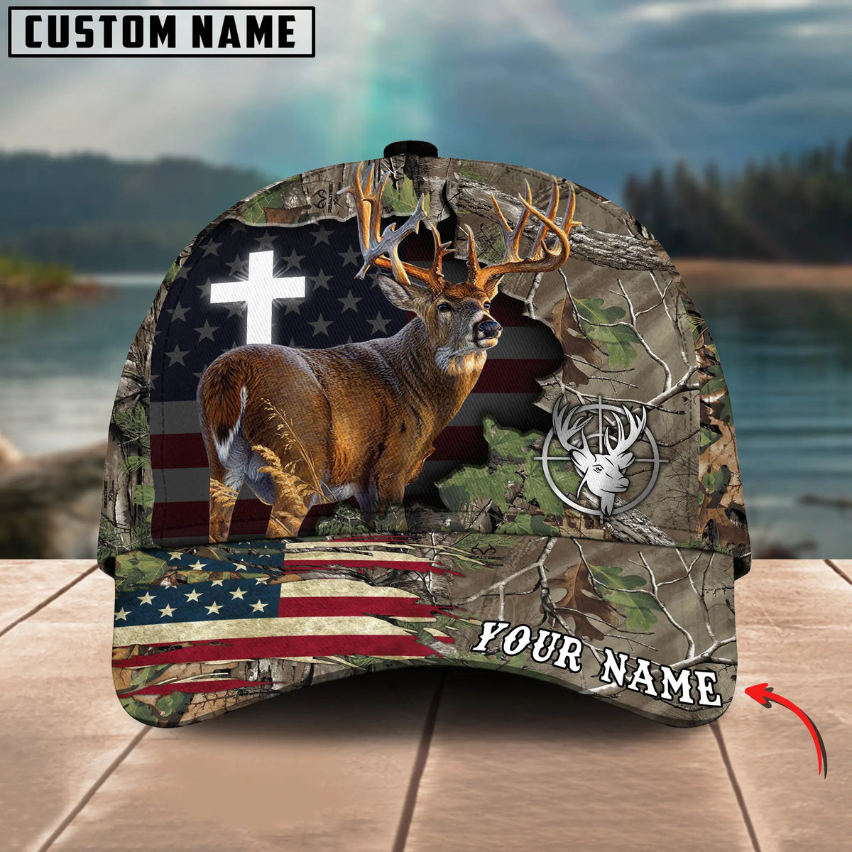 Blisscorners Cross America Hunting Deer Crack Camo Pattern Multicolor Option Personalized Cap