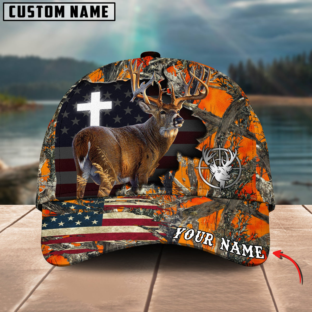 Blisscorners Cross America Hunting Deer Crack Camo Pattern Multicolor Option Personalized Cap
