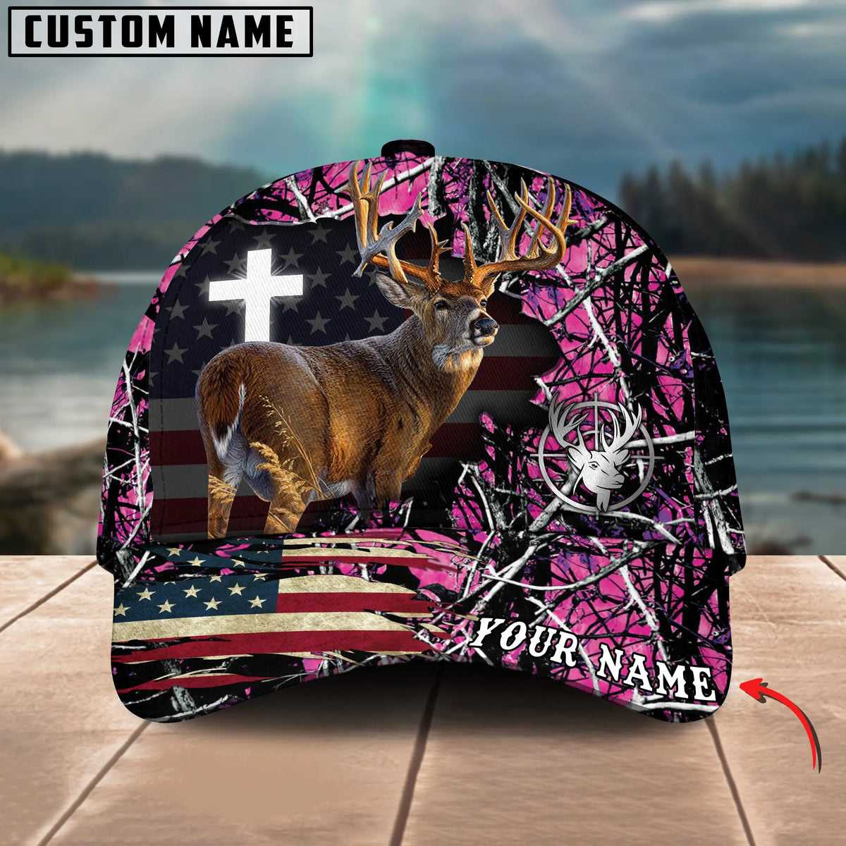 Blisscorners Cross America Hunting Deer Crack Camo Pattern Multicolor Option Personalized Cap