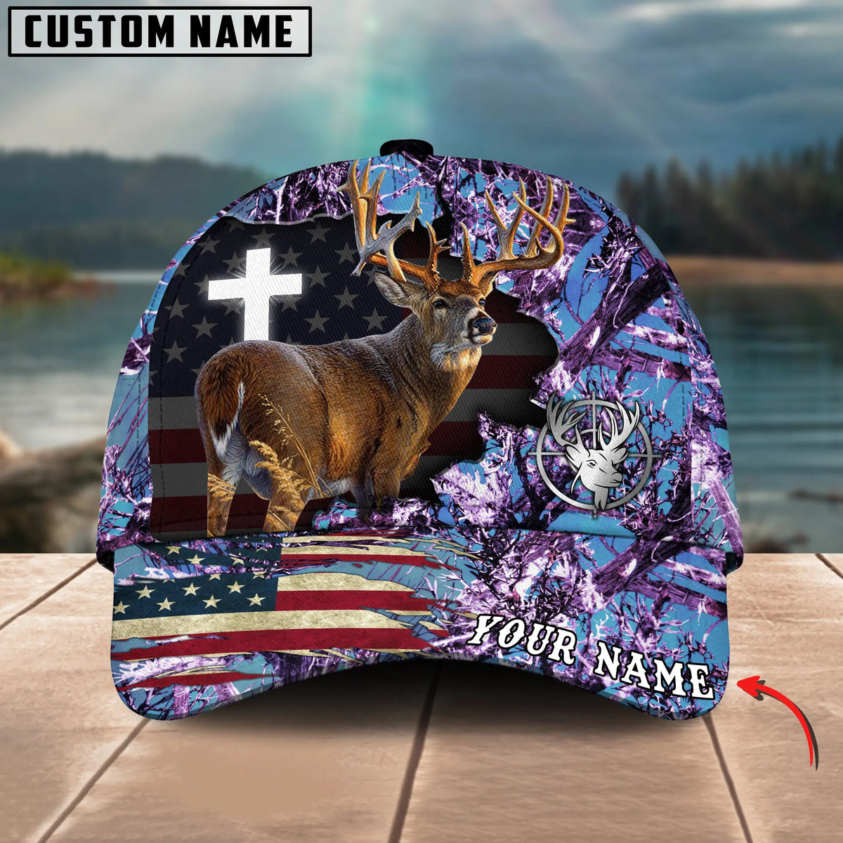 Blisscorners Cross America Hunting Deer Crack Camo Pattern Multicolor Option Personalized Cap