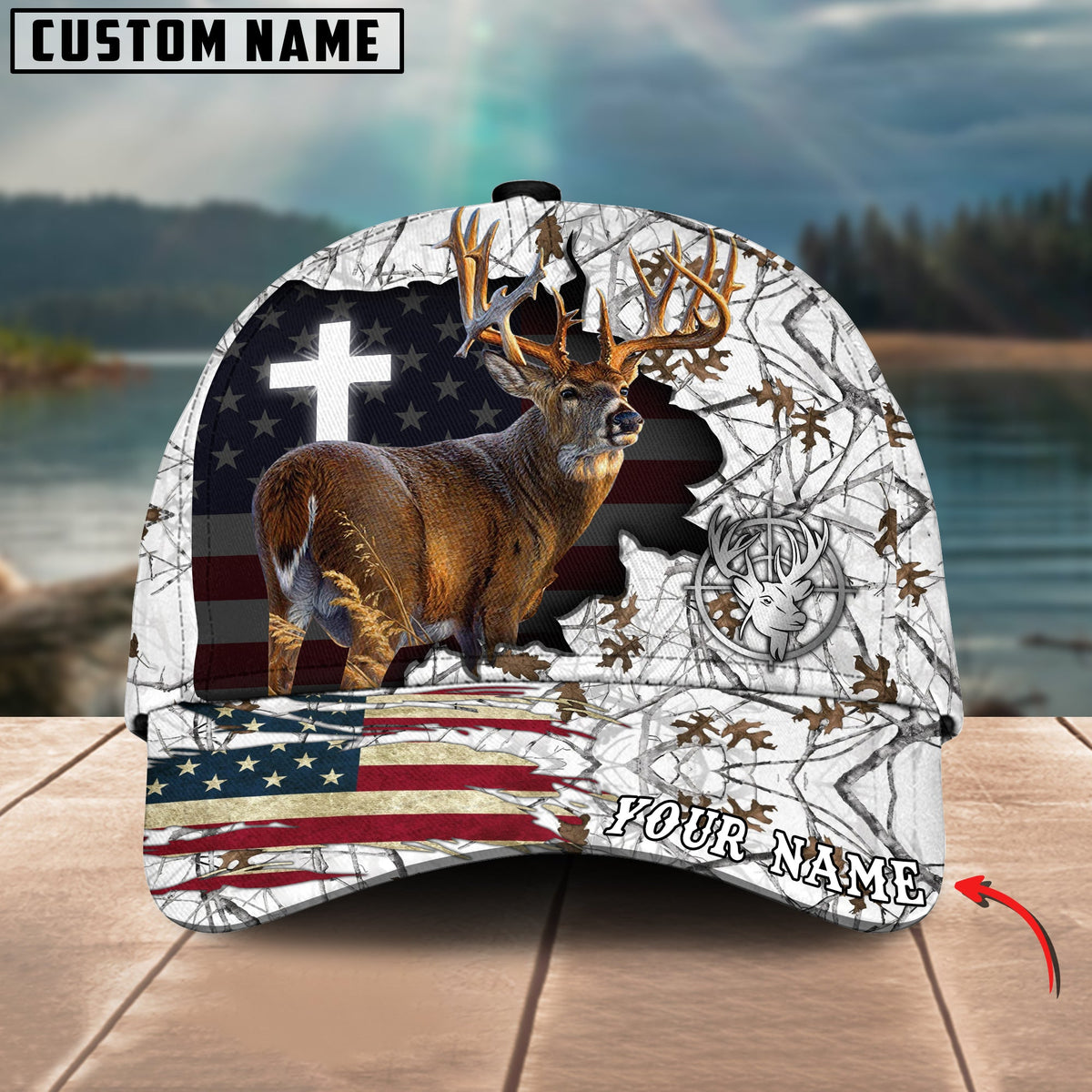 Blisscorners Cross America Hunting Deer Crack Camo Pattern Multicolor Option Personalized Cap