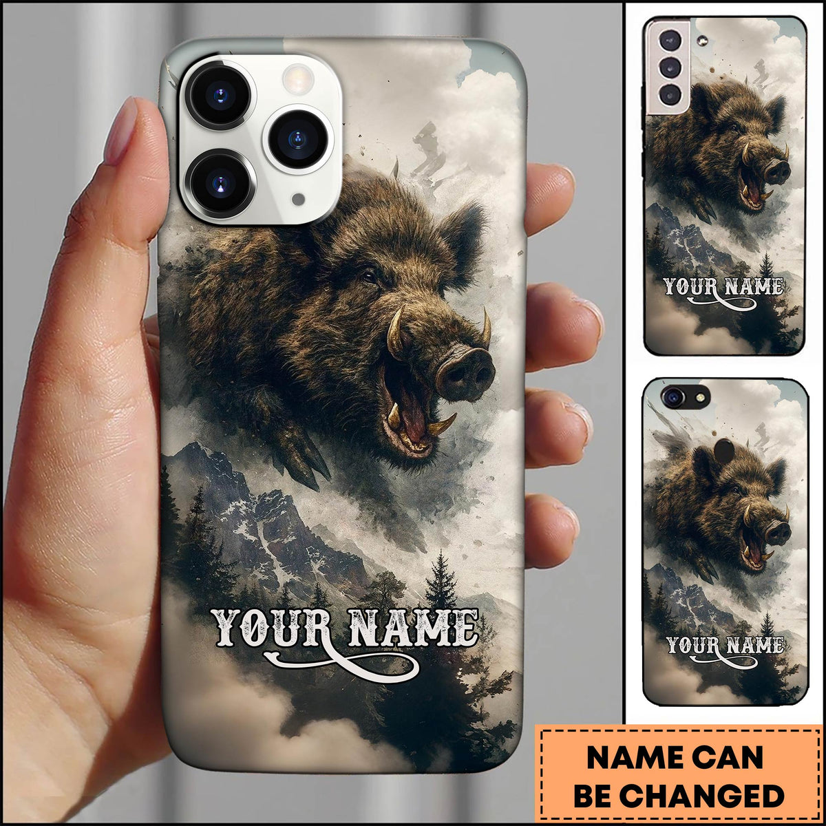 Blisscorners Wildlife Boar Hunting Premium Personalized Name Phone Case