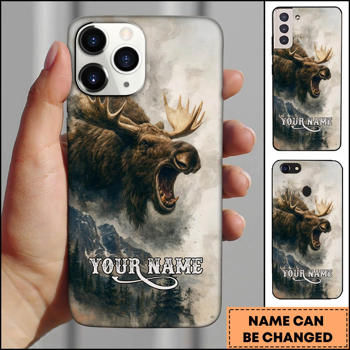 Blisscorners Wildlife Moose Hunting Premium Personalized Name Phone Case