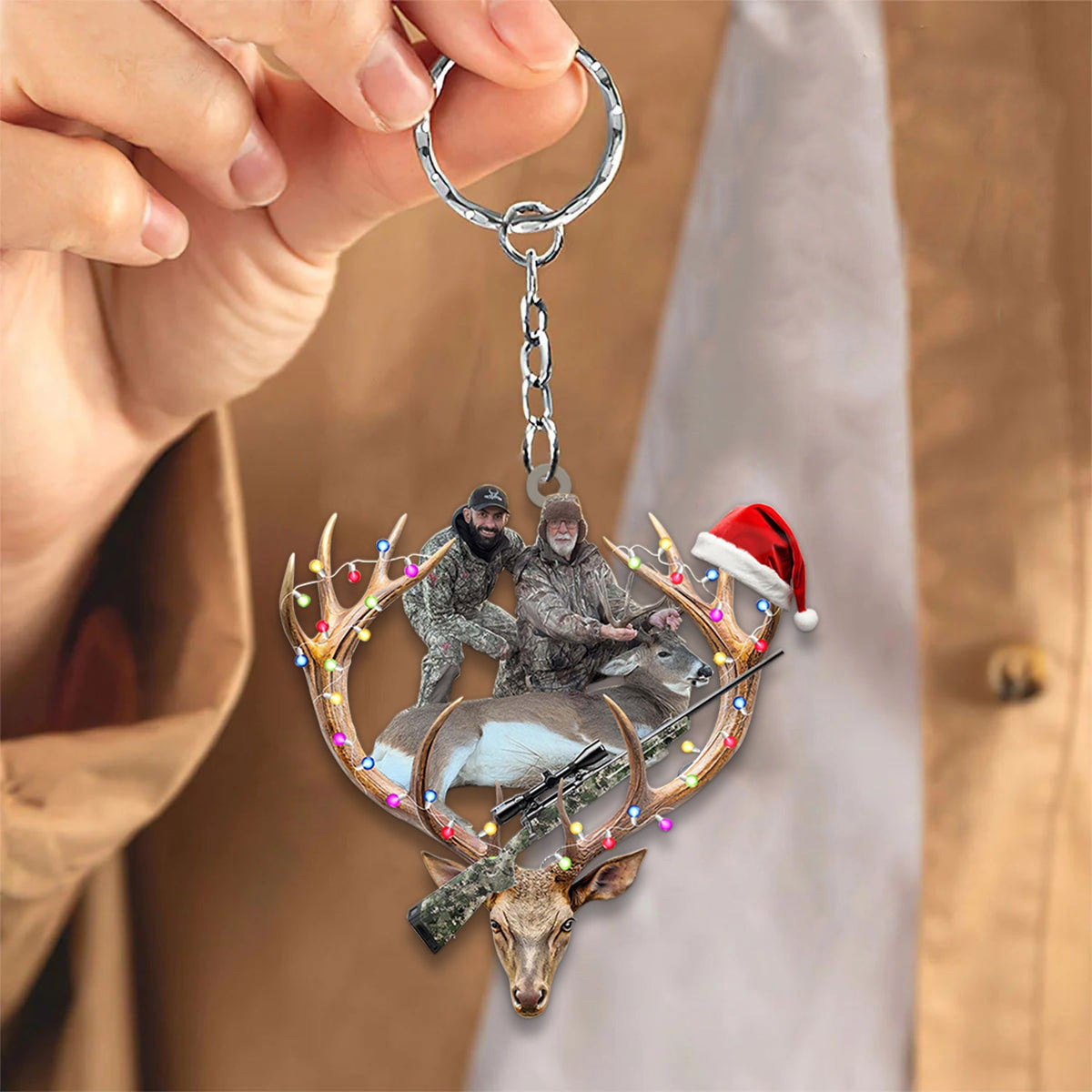 Blisscorners Personalized Hunting Aclyric Christmas Ornament Custom Photo Deer Antler Gift for Hunters LM0110