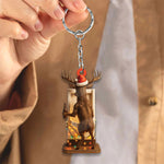 Blisscorners Personalized Acrylic Deer Christmas Ornament - Funny Buck with Santa Hat Drinking Beer by Urinal Holiday Decor LM0411