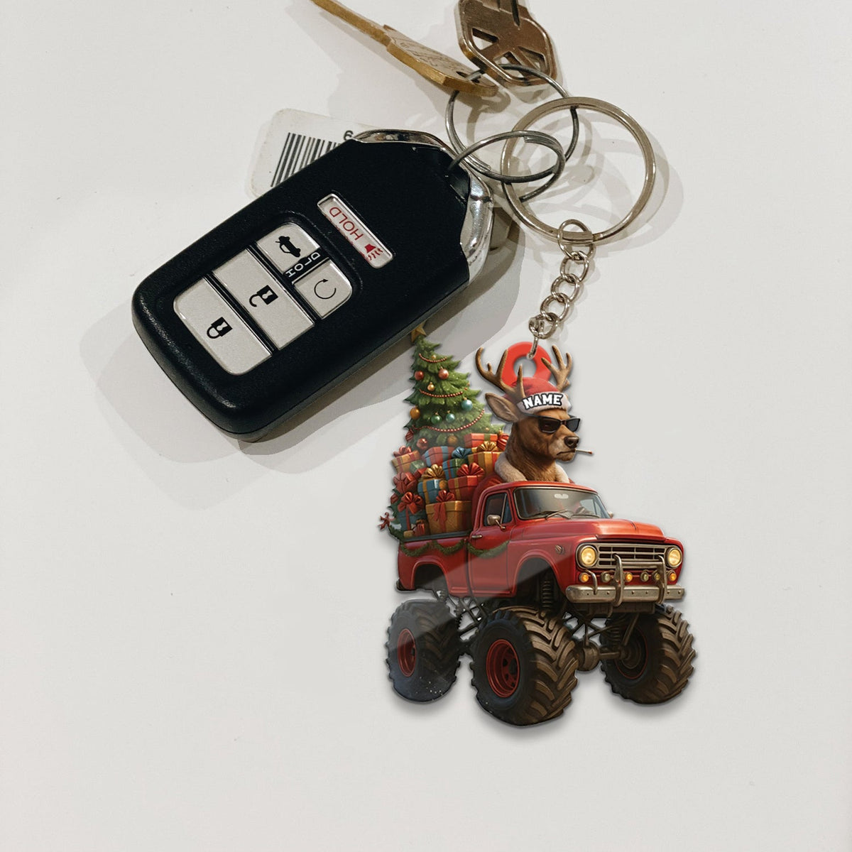 Blisscorners Personalized Funny Deer Truck Acrylic Christmas Ornament - Custom Name Gift for Hunters & Outdoor Lovers LM0411