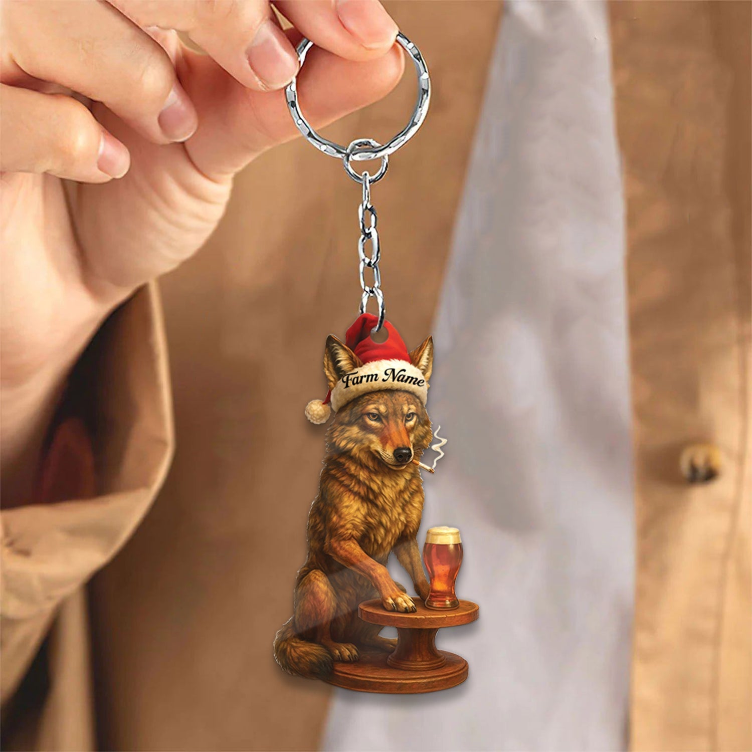 Blisscorners Personalized Acrylic Wolf Coyote Christmas Ornament - Personalized Holiday Decoration for Hunters & Wildlife Lovers LM0110