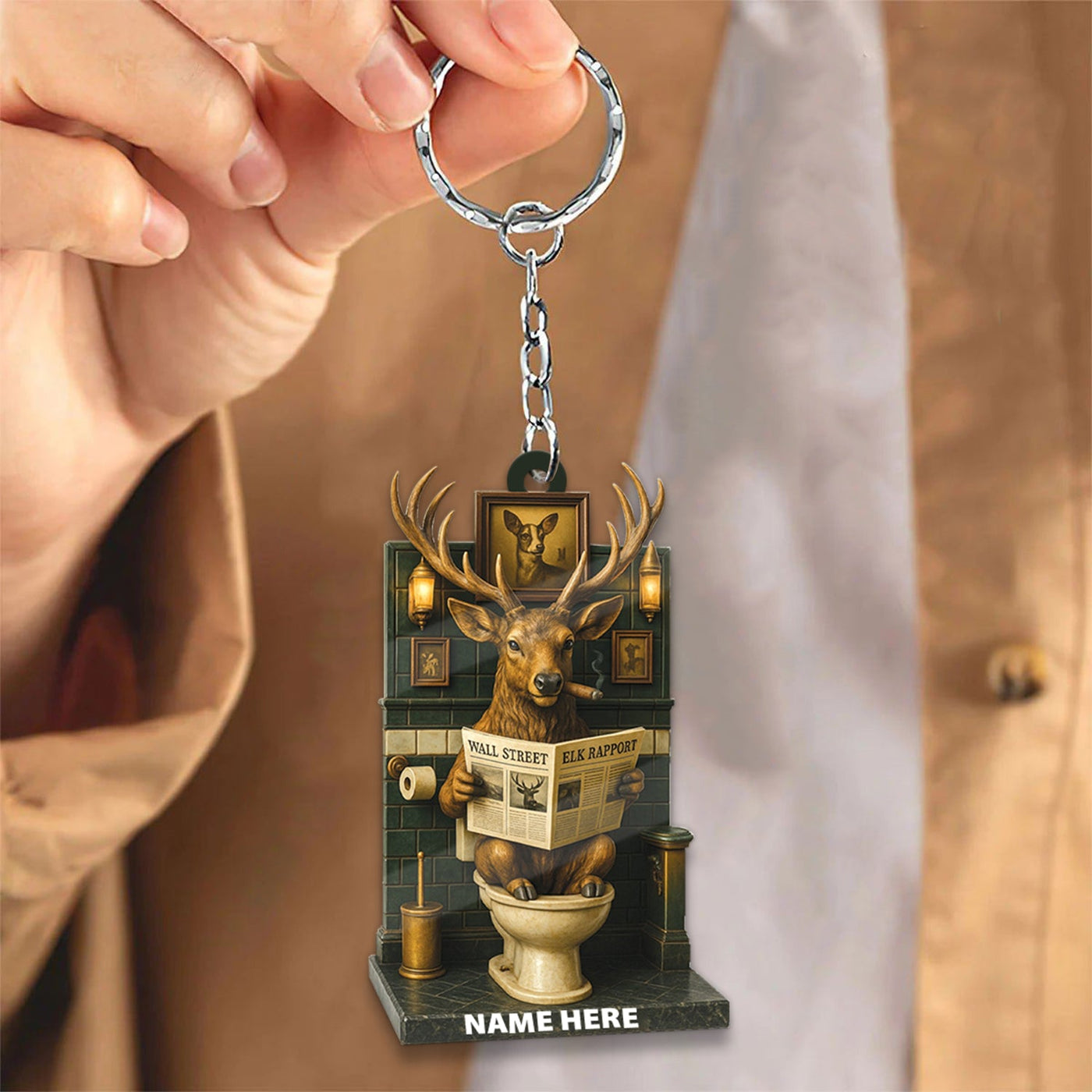 Blisscorners Personalized Acrylic Deer Bathroom Christmas Ornament - Funny Personalized Holiday Decor for Hunters & Wildlife Lovers LM0110