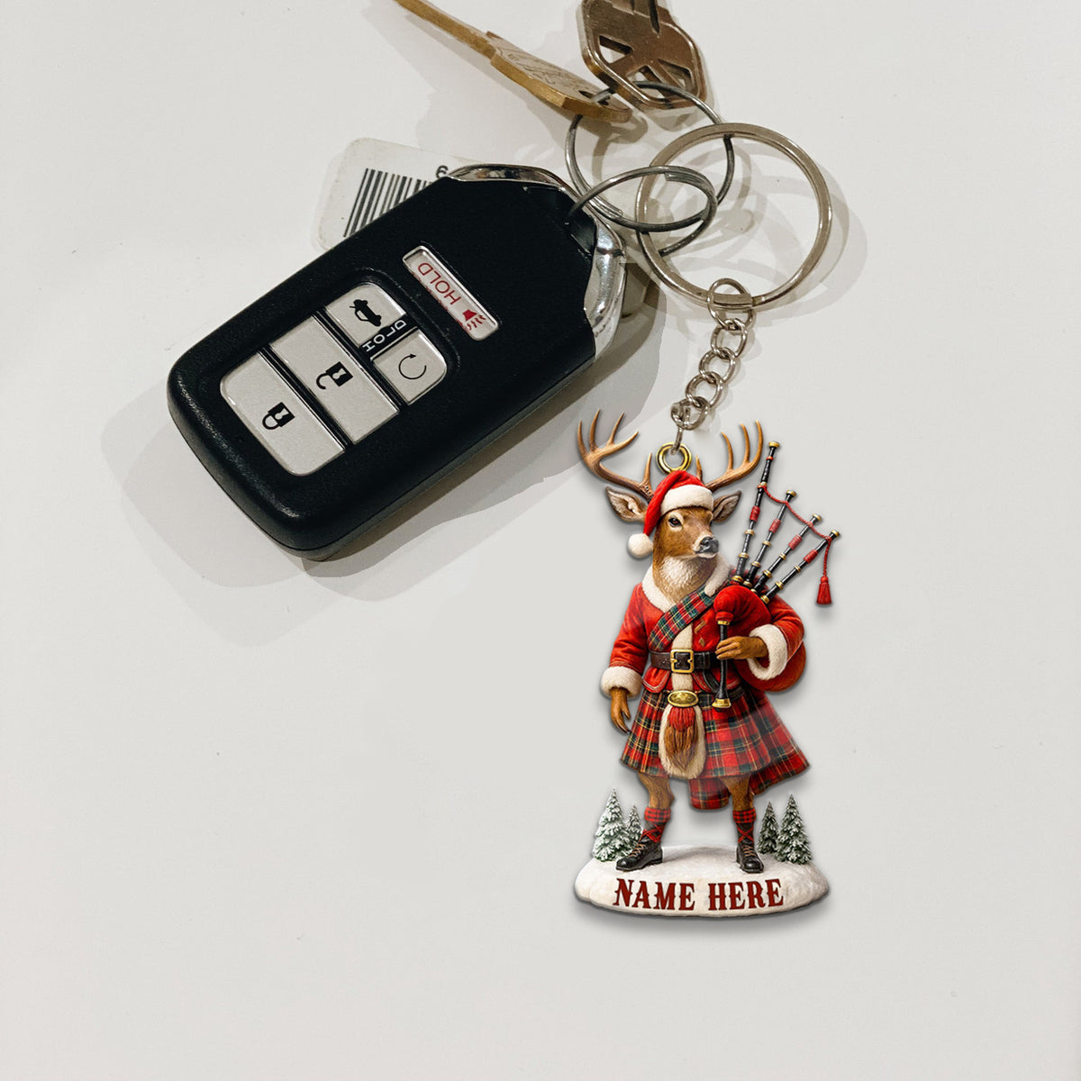 Blisscorners Personalized Scottish Deer Ornament, Custom Name Highland Bagpiper Christmas Decoration

 LM0411