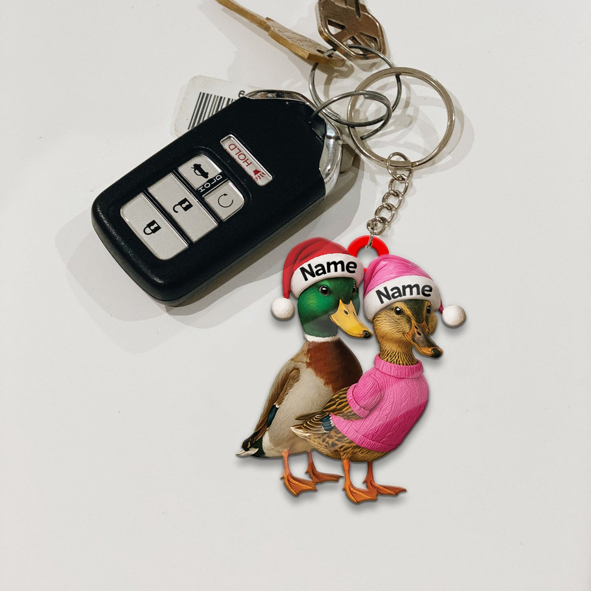 Blisscorners Custom Funny Duck Couple Christmas Ornament - Personalized Names, Custom Gift for Couples & Animal Lovers LM0411