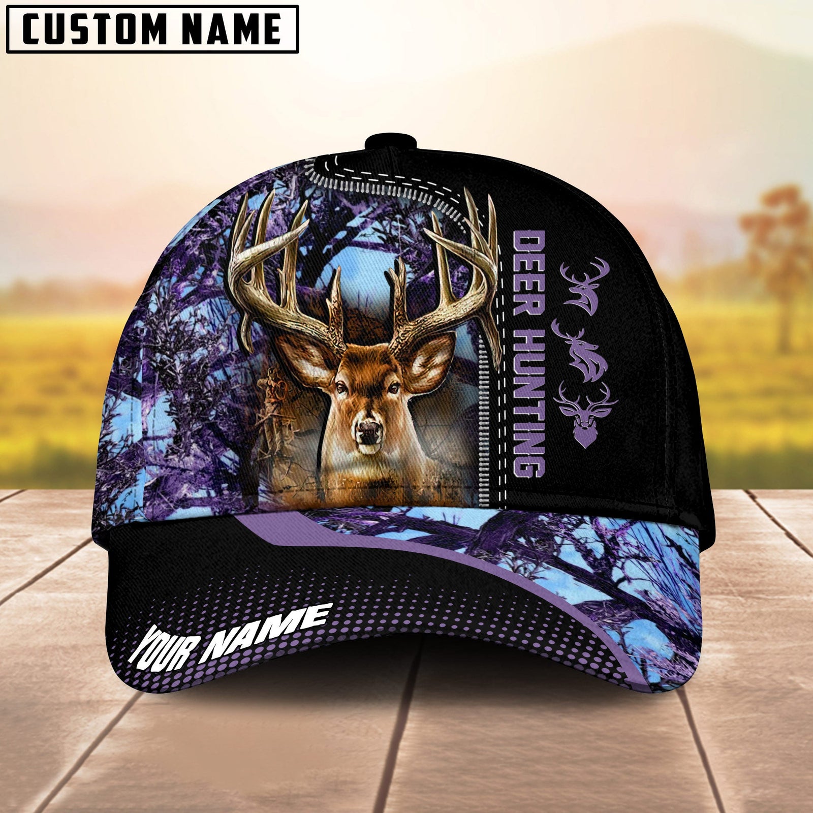 Blisscorners Hunting Deer Camouflage Multicolor Personalized Name 3D Cap