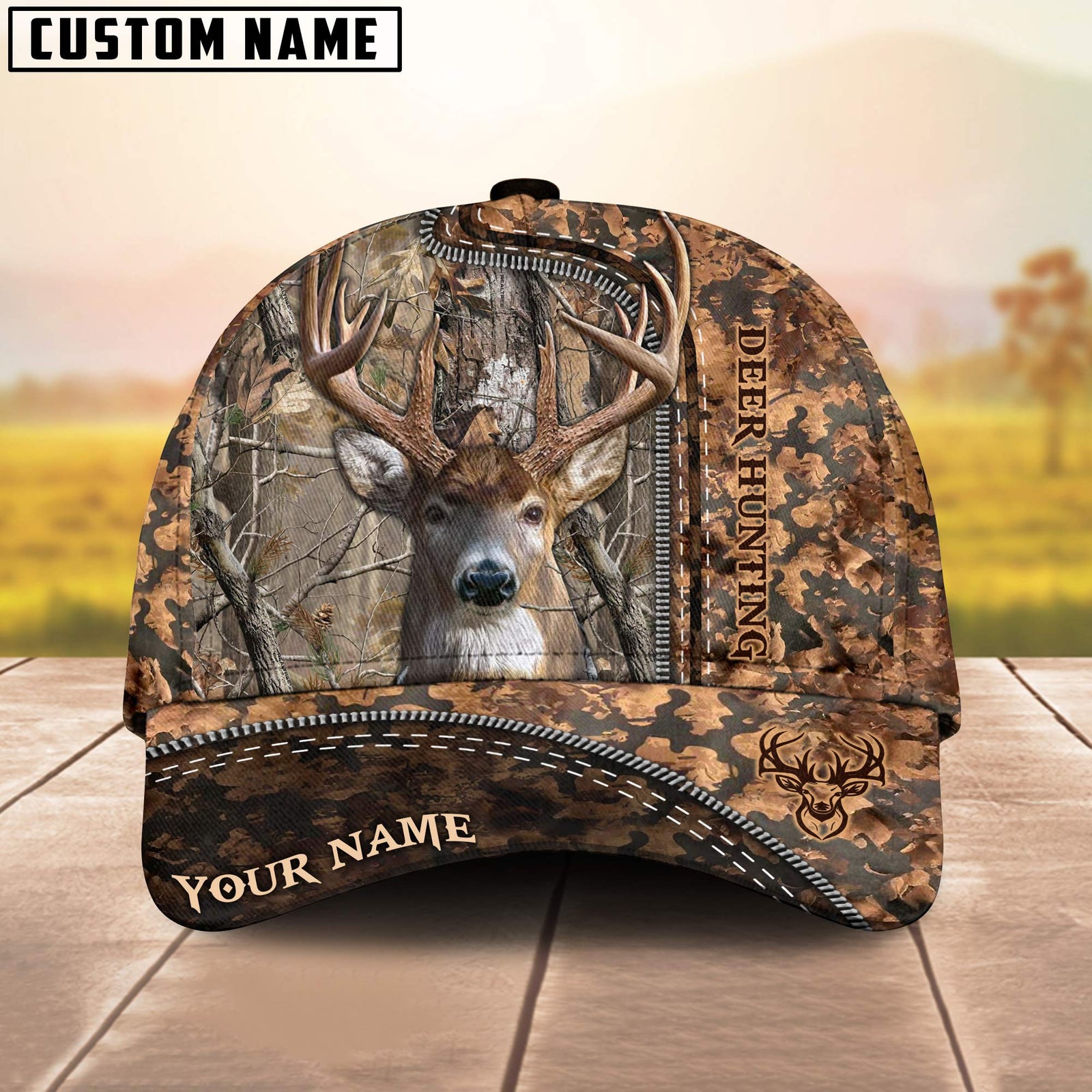 Blisscorners Deer Hunting Camo Forest Zip Design Personalized Hat 3D Printed Multicolor | Brown