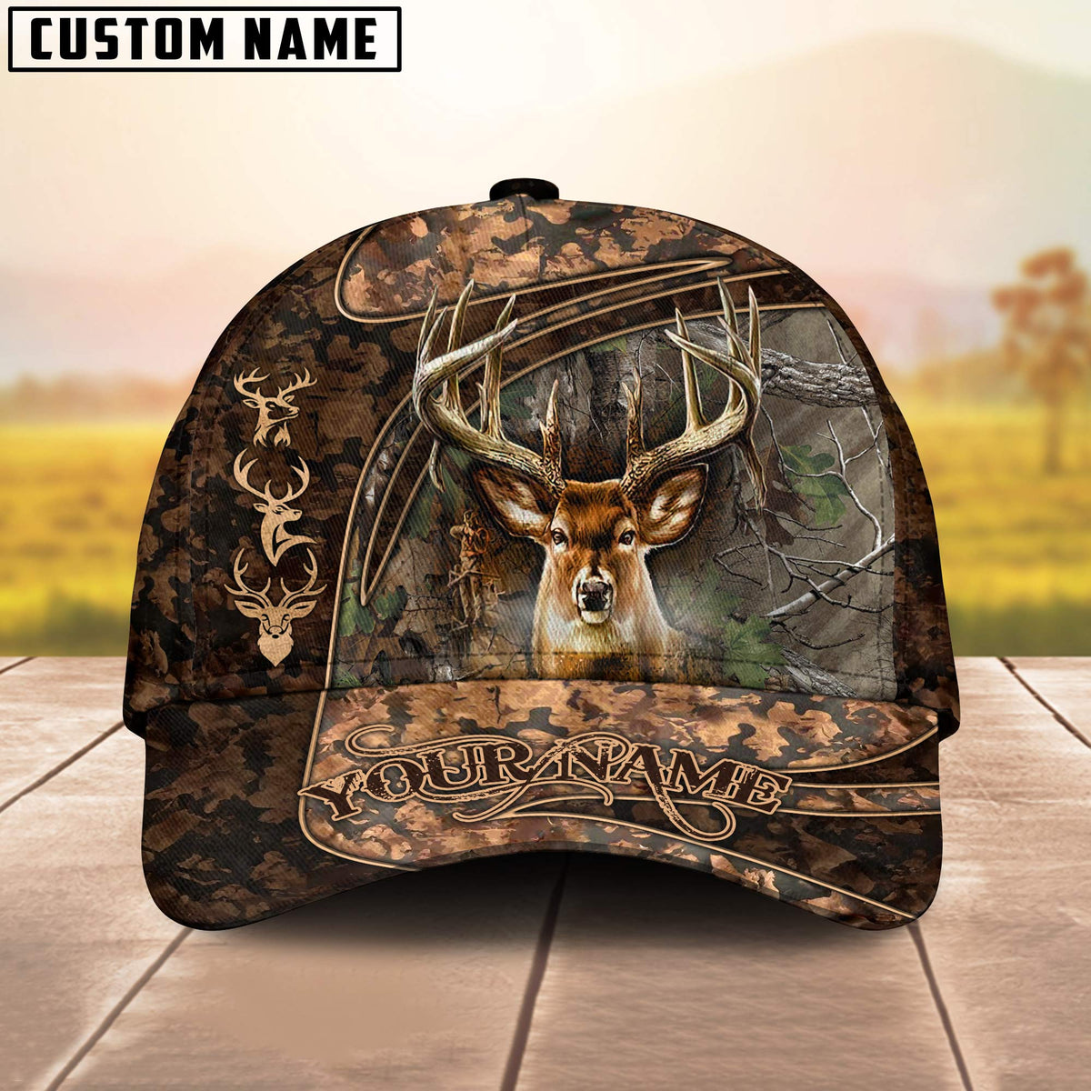 Blisscorners Personalized Wild Buck Camo Hunting 3D Cap, Perfect Gift for Hunter