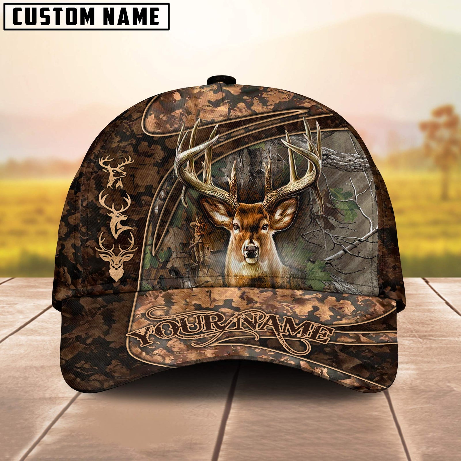 Blisscorners Personalized Wild Buck Camo Hunting 3D Cap, Perfect Gift for Hunter