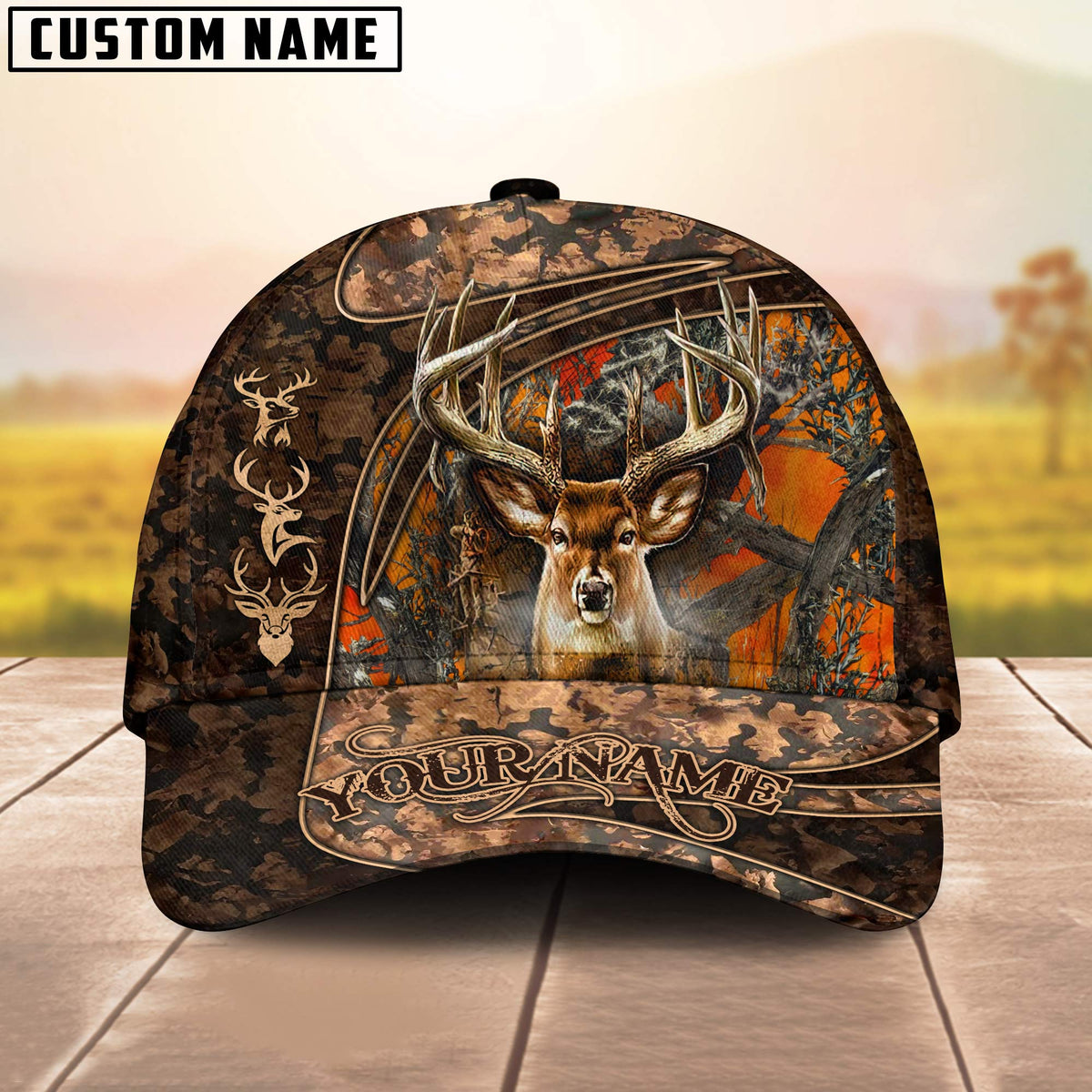 Blisscorners Personalized Wild Buck Camo Hunting 3D Cap, Perfect Gift for Hunter