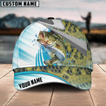 Blisscorners Bass Fishing Blue Water Fish Skin Customized Name 3D Cap