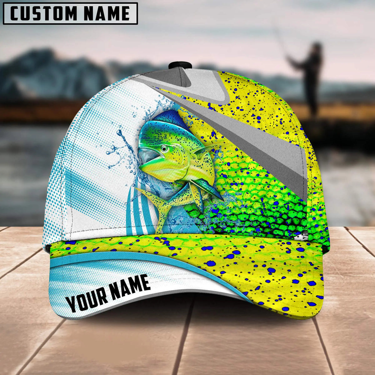Blisscorners Mahi-Mahi Fishing Blue Water Fish Skin Customized Name 3D Cap