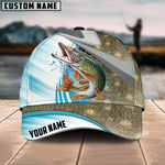 Blisscorners Pike Fishing Blue Water Fish Skin Customized Name 3D Cap