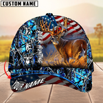 Blisscorners Hagre Zumjyre Deer Hunting American Flag Multicolor Personalized Name 3D Cap