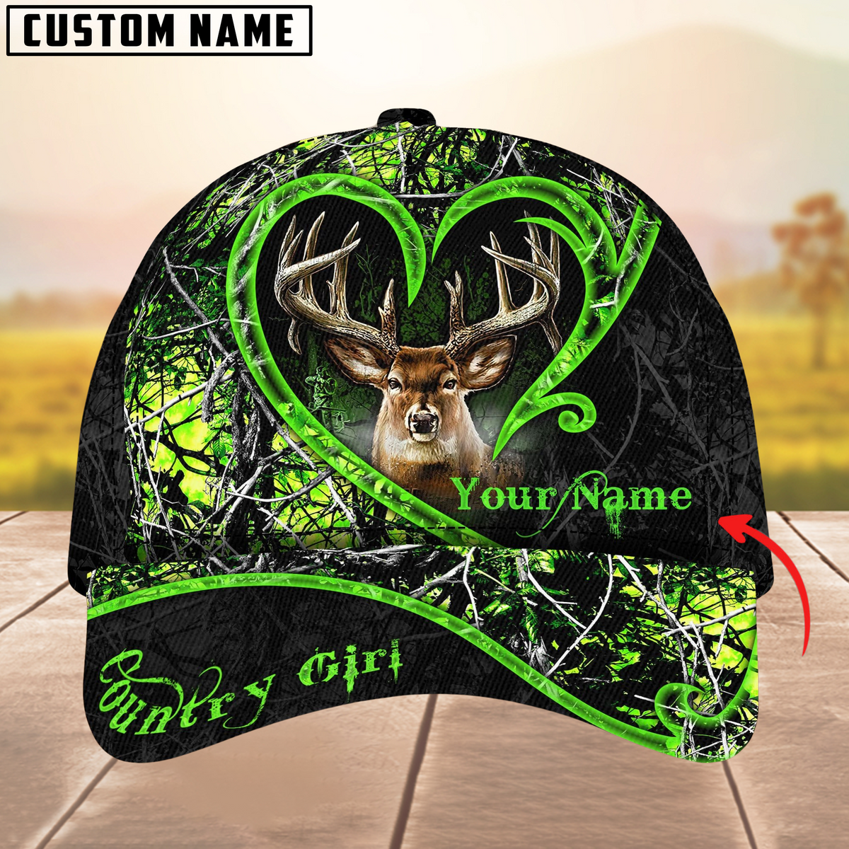 Blisscorners Deer Hunting The Best Love Deer Country Girls Pattern Multicolor Personalized Name 3D Cap