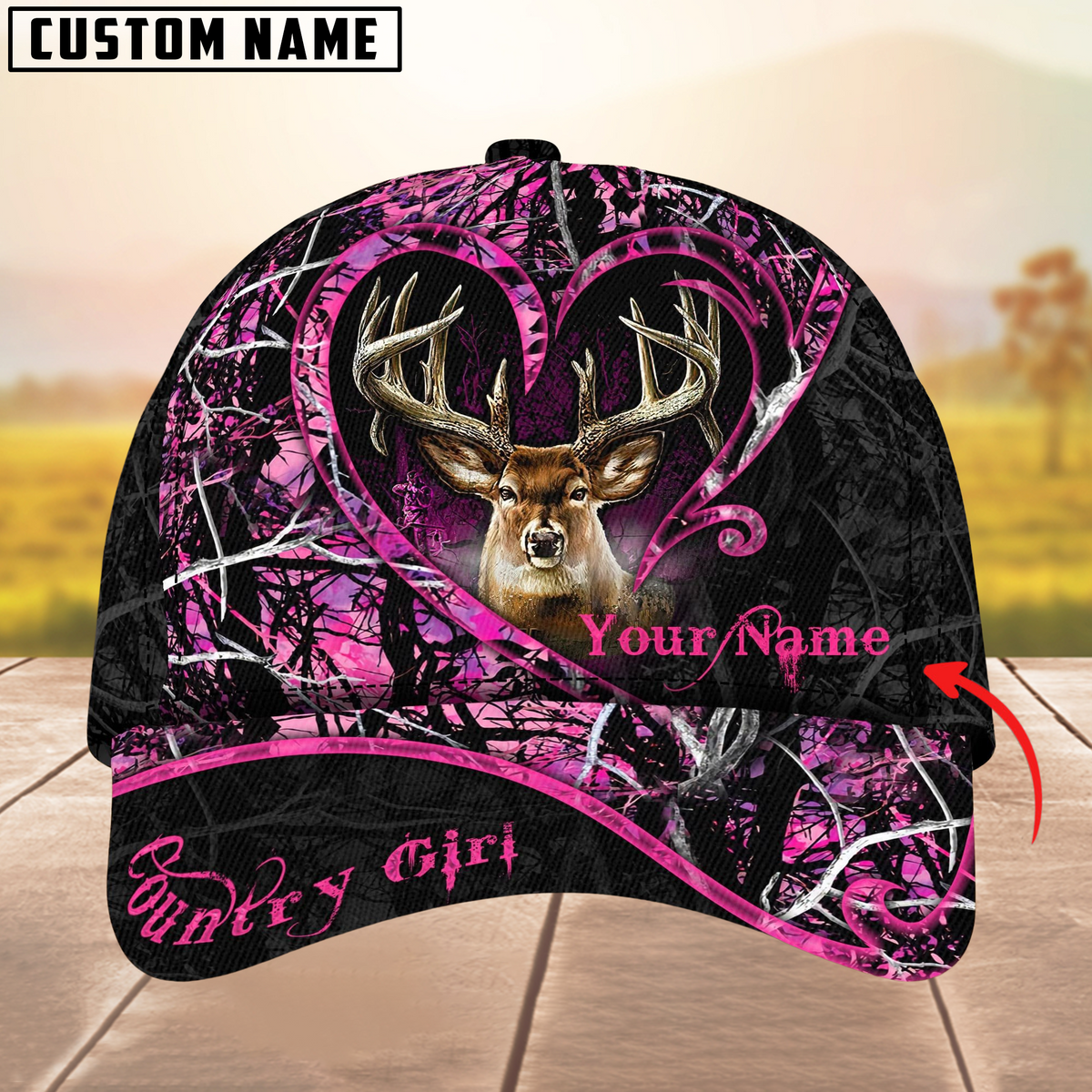 Blisscorners Deer Hunting The Best Love Deer Country Girls Pattern Multicolor Personalized Name 3D Cap