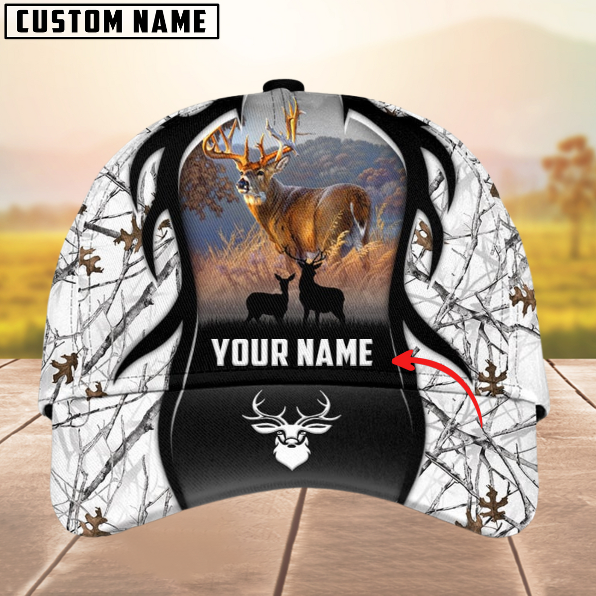 Blisscorners Deer Hunting Camouflage Pattern Multicolor Personalized Name 3D Cap