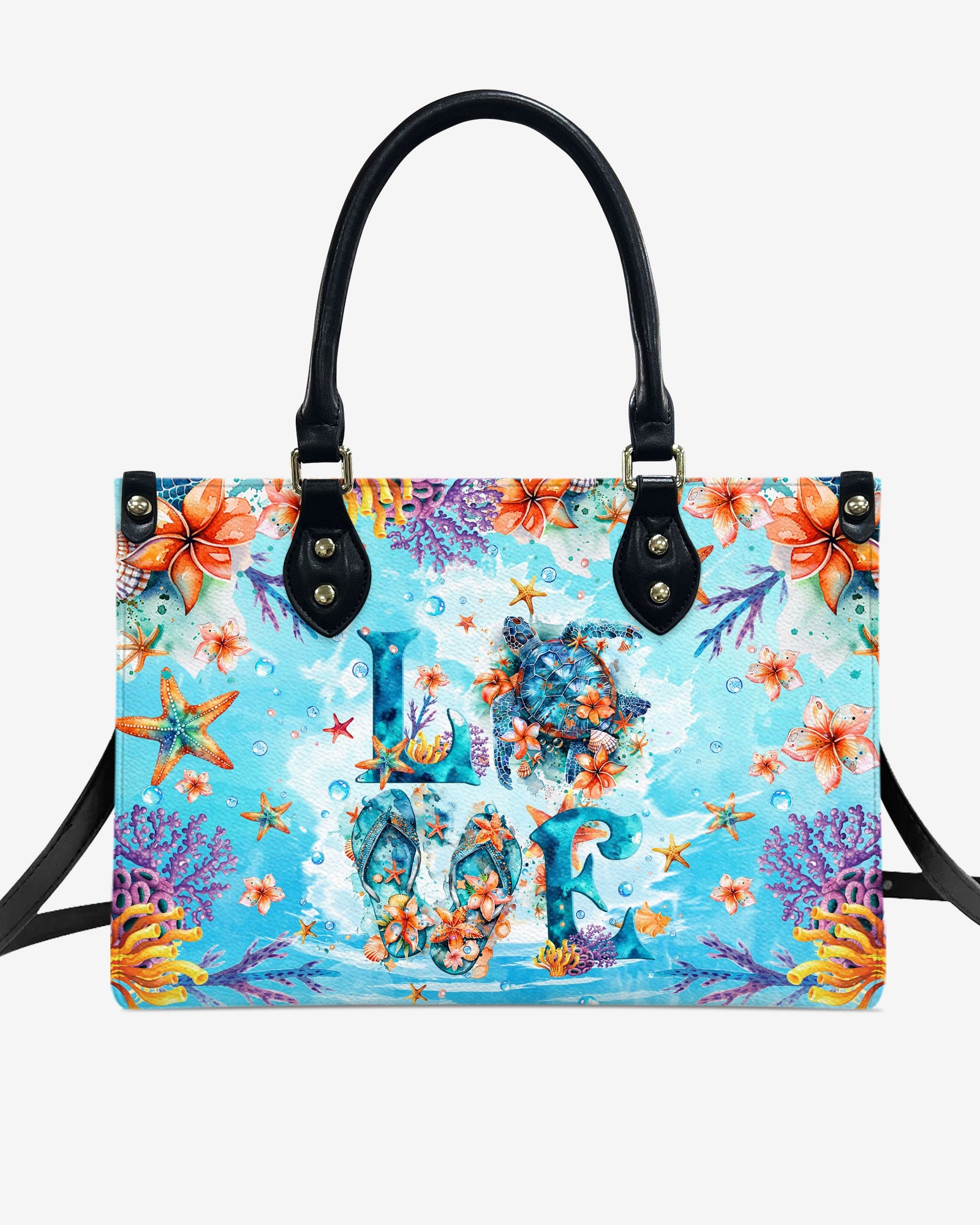 BLISSCORNERS LOVE SEA TURTLE LEATHER HANDBAG