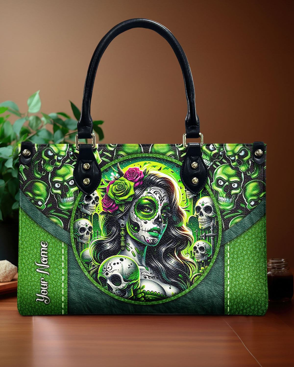 BLISSCORNERS SUGAR SKULL LEATHER HANDBAG