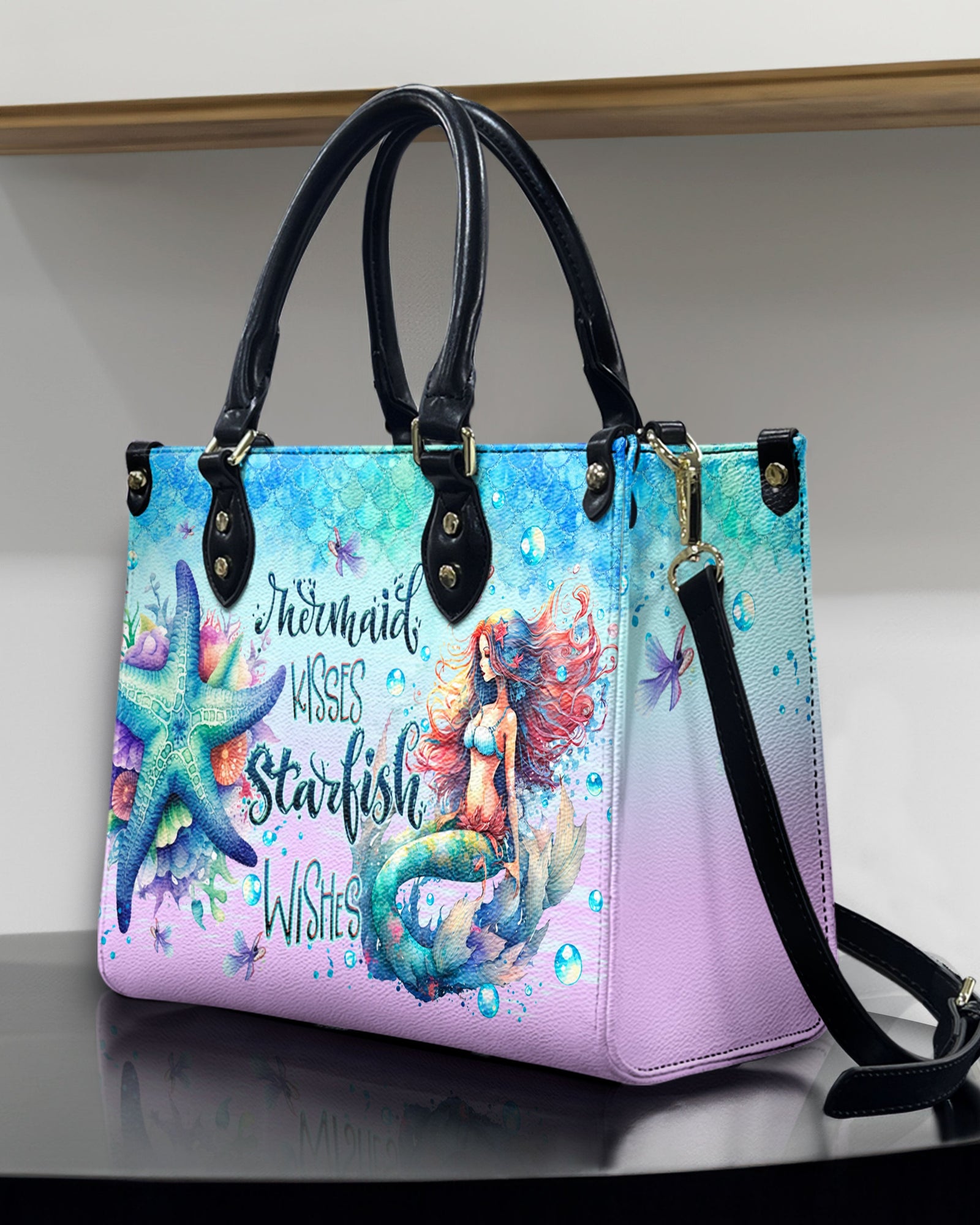 BLISSCORNERS MERMAID KISSES STARFISH WISHES LEATHER HANDBAG
