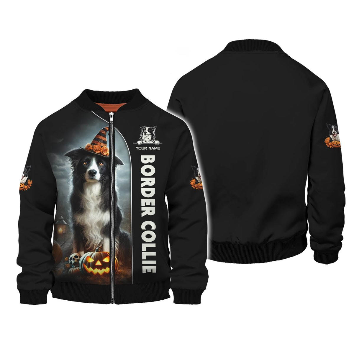 Blisscorners Border Collie Custom Name 3D Shirt Happy Halloween Gift For Dog Lovers