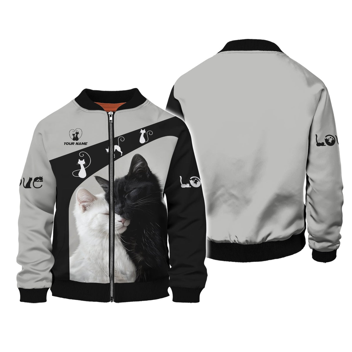 Blisscorners Cat Custom Name 3D Shirt Black With White Cat Gift For Cat Lovers