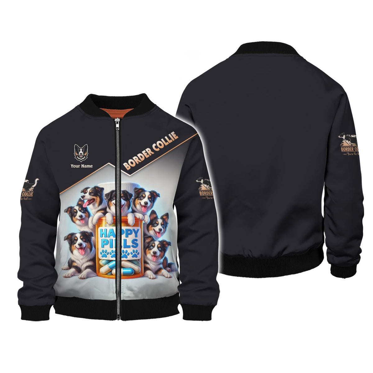 Blisscorners Border Collie Custom Name 3D Shirt Happy Pills Border Collie Gift For Dog Lovers